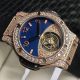 Swiss Replica Hublot Big Bang Everose Gold Diamond Case Blue Dial Rubber Strap Tourbillon 44mm Men's Watch (3)_th.jpg